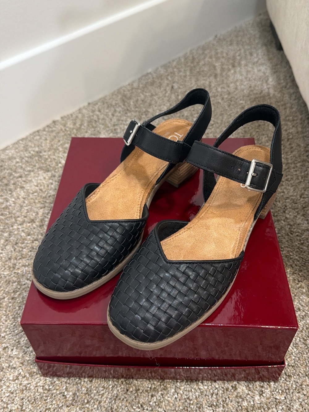 Toms Black Woven Slingback Mules